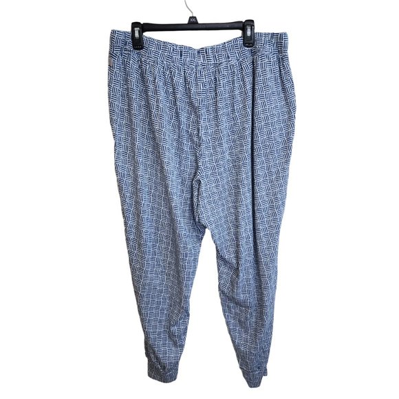 SLEEP by Cacique Blue & White Pajama Lounge Pants Jogger Hem w Lace Sz 18/20 - Picture 4 of 13